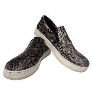Steve Madden Gills Size 11 Beige Snakeskin Slip On Sneakers